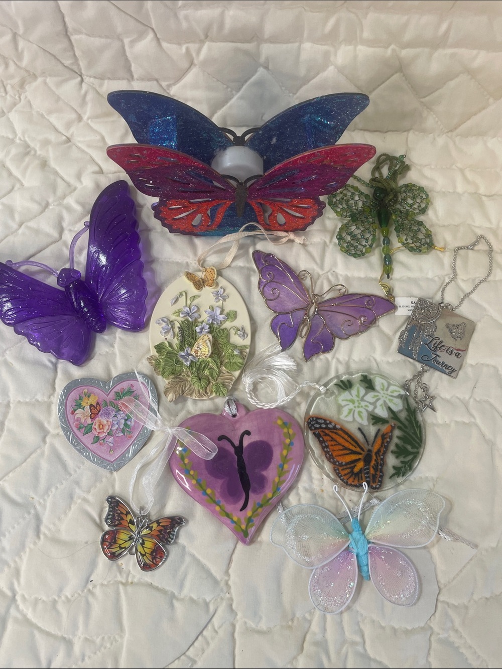 Assorted Butterfly Hanging Ornaments - Purple, Blue, Pink, Green, Orange